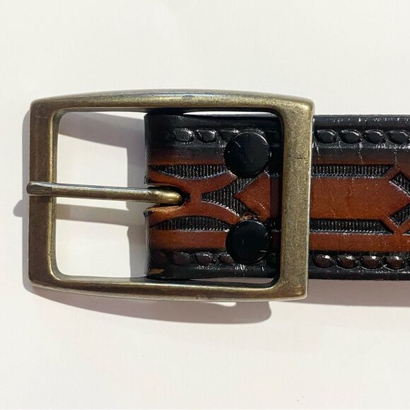 Vintage Hand Stained Latitan Tooled Leather Belt Women\'s Size 34 Western Cowgirl main image 12